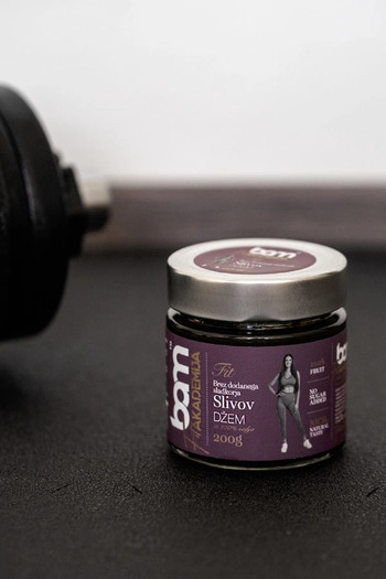 Plum jam made from 100% fruit, no added sugar, 200 g