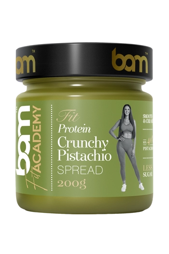Crunchy pistachio protein spread with sweetener