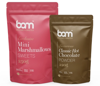 classic hot chocolate and pink marshmallows set