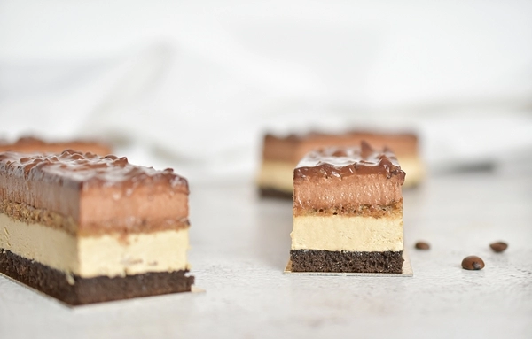 chocolate slices with coffee and walnuts