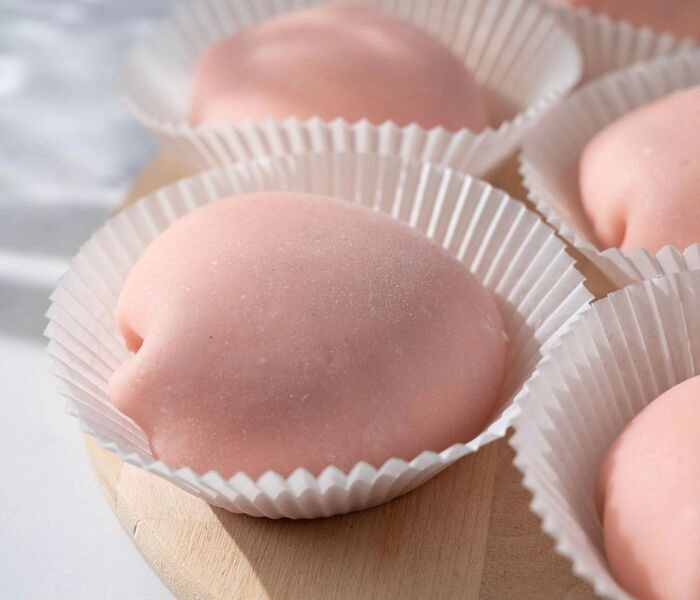 ice cream mochi with bam strawberry jam