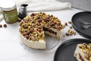 pistachio cake with pistachio spread